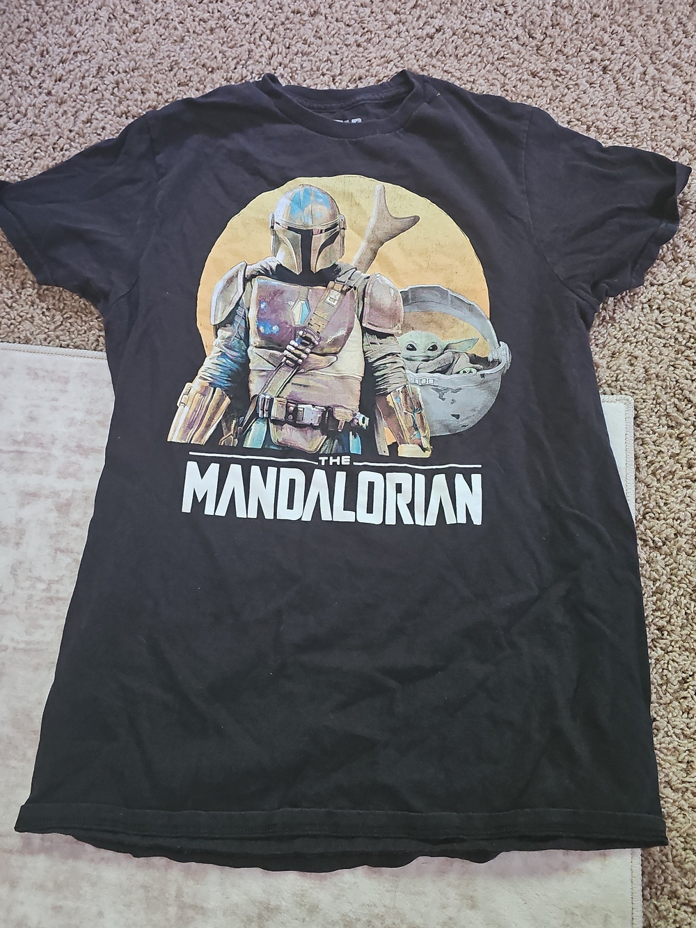 The Mandalorian Black Graphic Tee with Yellow Accent